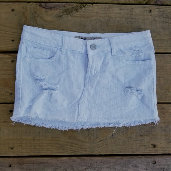 Wet Seal Dresses & Skirts - Wet seal White Jean Mini Skirt